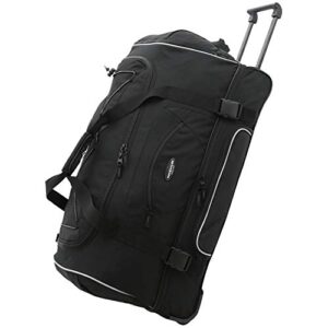 travelers club adventure rolling travel duffel bag, black, 22-inch
