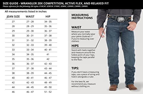 Wrangler mens 20x 01 Competition Relaxed Fit jeans, River Wash, 34W x 34L US