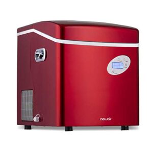 newair portable ice maker 50 lb. daily | red | 3 size bullet shaped ice | first batch under 10 minutes | self cleaning quiet operation countertop ice machine | ai-215r