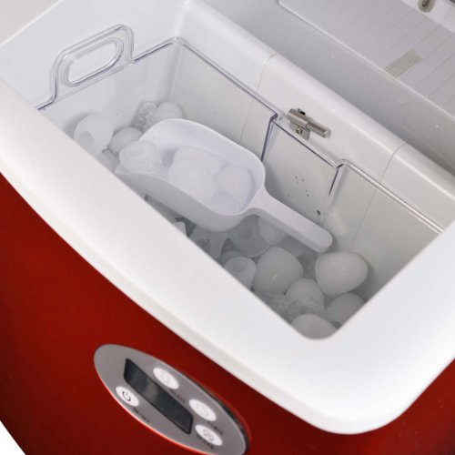 NewAir Portable Ice Maker 50 lb. Daily | Red | 3 Size Bullet Shaped Ice | First Batch Under 10 Minutes | Self Cleaning Quiet Operation Countertop Ice Machine | AI-215R