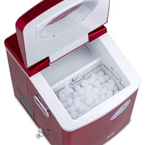 NewAir Portable Ice Maker 50 lb. Daily | Red | 3 Size Bullet Shaped Ice | First Batch Under 10 Minutes | Self Cleaning Quiet Operation Countertop Ice Machine | AI-215R