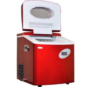 NewAir Portable Ice Maker 50 lb. Daily | Red | 3 Size Bullet Shaped Ice | First Batch Under 10 Minutes | Self Cleaning Quiet Operation Countertop Ice Machine | AI-215R