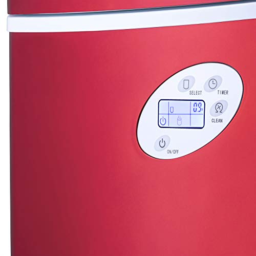 NewAir Portable Ice Maker 50 lb. Daily | Red | 3 Size Bullet Shaped Ice | First Batch Under 10 Minutes | Self Cleaning Quiet Operation Countertop Ice Machine | AI-215R