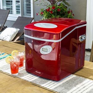 NewAir Portable Ice Maker 50 lb. Daily | Red | 3 Size Bullet Shaped Ice | First Batch Under 10 Minutes | Self Cleaning Quiet Operation Countertop Ice Machine | AI-215R