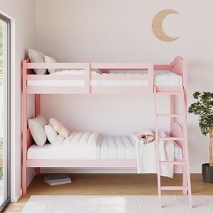 storkcraft long horn twin-over-twin bunk bed (pink) - greenguard gold certified, converts to 2 individual twin beds