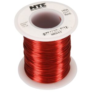 nte electronics wm24-0.5 series wm magnet hook up wire, solid, type 24 gauge, 0.5 lb. spool, 404' length