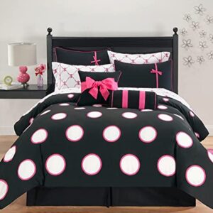 VCNY Home Twin Bed-in-a-Bag Set : Pretty Polka Dot Design, Luxurious Microfiber in Pink ; 8 pc Set Includes Reversible Comforter, 1 Pillow Shams, 3 Pc Sheet Set, Bedskirt, Decorative Pillows