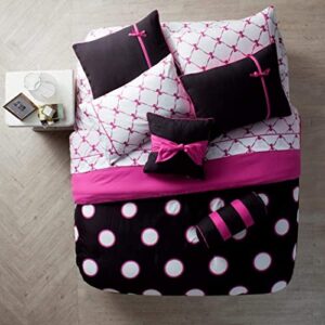 VCNY Home Twin Bed-in-a-Bag Set : Pretty Polka Dot Design, Luxurious Microfiber in Pink ; 8 pc Set Includes Reversible Comforter, 1 Pillow Shams, 3 Pc Sheet Set, Bedskirt, Decorative Pillows