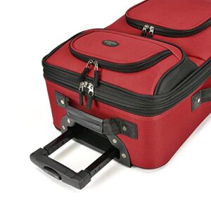 U.S. Traveler Rio Rugged Fabric Expandable Carry-On Luggage Set, Red, 2-Piece Set