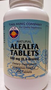 natural alfalfa tablets 550 mg (8.5 grains) (250 tablets) by tian ming co.