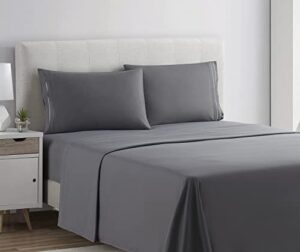 clara clark california king sheets set, deep pocket bed sheets for cal king size bed - 4 piece bed sheet set, extra soft bedding sheets & pillowcases, charcoal gray sheets cal king