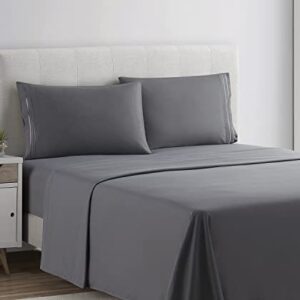 Clara Clark California King Sheets Set, Deep Pocket Bed Sheets for Cal King Size Bed - 4 Piece Bed Sheet Set, Extra Soft Bedding Sheets & Pillowcases, Charcoal Gray Sheets Cal King