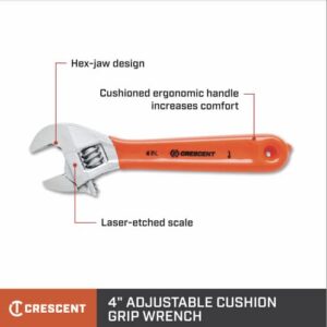 Crescent 4" Adjustable Cushion Grip Wrench - Carded - AC24CVS