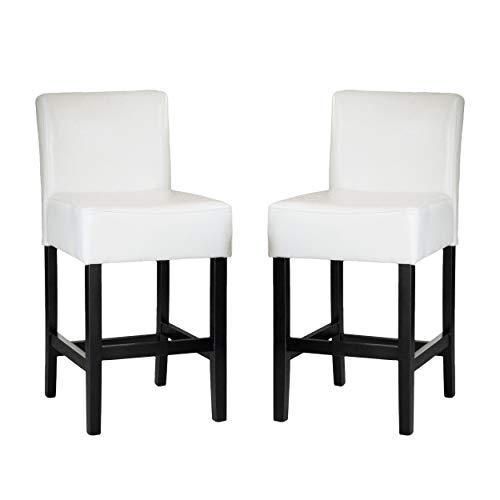 GDFStudio Christopher Knight Home Lopez Bonded Leather Counter Stools, 2-Pcs Set, Ivory