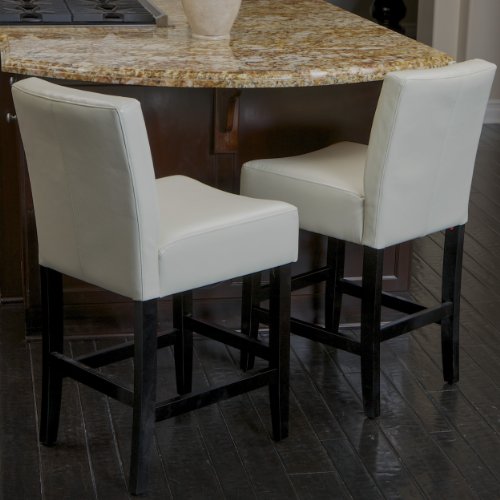 GDFStudio Christopher Knight Home Lopez Bonded Leather Counter Stools, 2-Pcs Set, Ivory