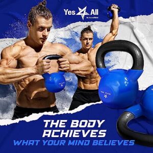 Yes4All Vinyl Coated Kettlebell Weights Set – Great for Full Body Workout and Strength Training – Vinyl Kettlebell 15 lbs