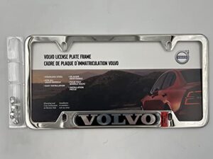 volvo logo polished stainless steel license plate frame, official licensed