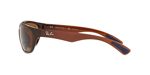 Ray-Ban RB4188 Wrap Sunglasses, Shiny Brown/Brown Polarized, 63 mm