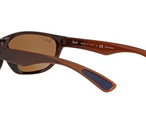 Ray-Ban RB4188 Wrap Sunglasses, Shiny Brown/Brown Polarized, 63 mm