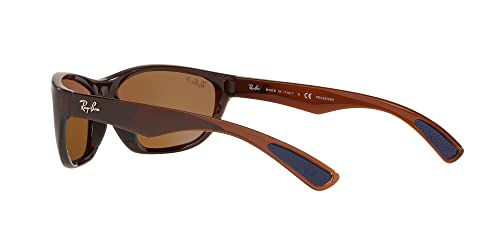 Ray-Ban RB4188 Wrap Sunglasses, Shiny Brown/Brown Polarized, 63 mm