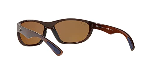 Ray-Ban RB4188 Wrap Sunglasses, Shiny Brown/Brown Polarized, 63 mm