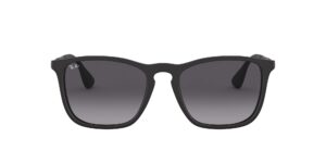 ray-ban rb4187 chris square sunglasses, rubber black/light grey gradient dark grey, 54 mm