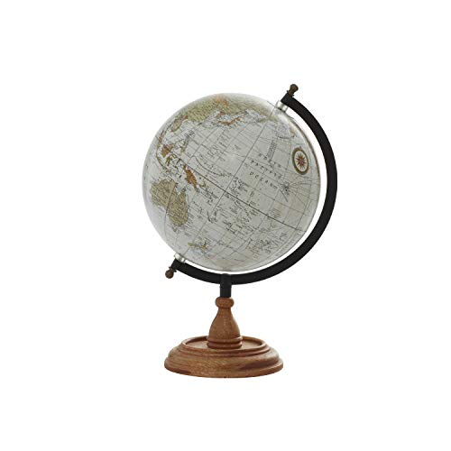 Deco 79 Mango Wood Globe with Wood Base, 9" x 8" x 13", Brown