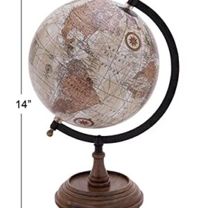 Deco 79 Mango Wood Globe with Wood Base, 9" x 8" x 13", Brown