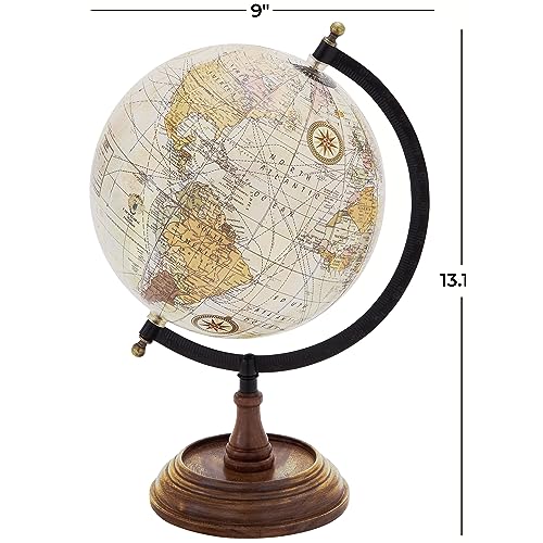 Deco 79 Mango Wood Globe with Wood Base, 9" x 8" x 13", Brown