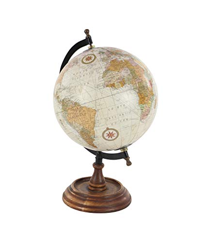 Deco 79 Mango Wood Globe with Wood Base, 9" x 8" x 13", Brown