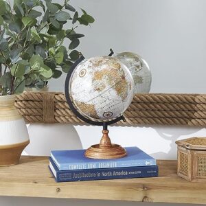 Deco 79 Mango Wood Globe with Wood Base, 9" x 8" x 13", Brown