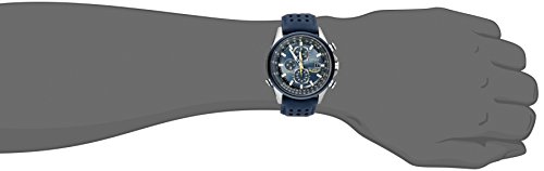 Citizen Men's Eco-Drive Sport Luxury World Chronograph Atomic Time Keeping Watch in Stainless Steel with Blue Polyurethane strap, Blue Dial (Model: AT8020-03L)