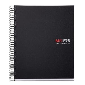 miquelrius medium wirebound notebook, 6" x 8" a5, 6-subject, college ruled, black