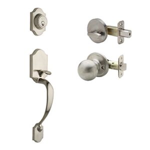 copper creek hz2610xbk-ss heritage front entrance handleset in satin stainless with ball knob interior