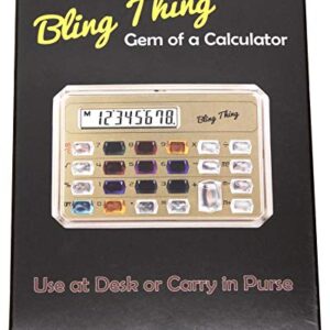 Calabria Gemstone Basic Desktop Calculator Gold Standard Function Large LCD Display Pocket Handheld Crystal Buttons Office