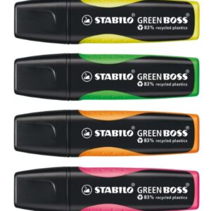 Highlighter - STABILO Green BOSS Wallet of 4 Assorted Colours