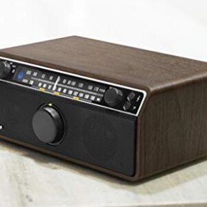 Sangean WR-12BT AM/FM/Bluetooth/AUX-In Stereo Analog Wooden Cabinet Radio (Dark Walnut)