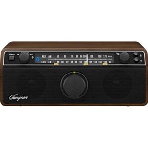 sangean wr-12bt am/fm/bluetooth/aux-in stereo analog wooden cabinet radio (dark walnut)
