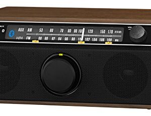 Sangean WR-12BT AM/FM/Bluetooth/AUX-In Stereo Analog Wooden Cabinet Radio (Dark Walnut)