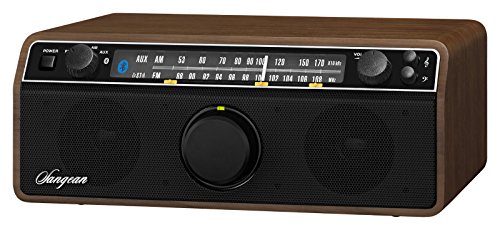 Sangean WR-12BT AM/FM/Bluetooth/AUX-In Stereo Analog Wooden Cabinet Radio (Dark Walnut)