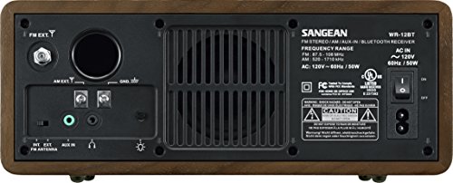 Sangean WR-12BT AM/FM/Bluetooth/AUX-In Stereo Analog Wooden Cabinet Radio (Dark Walnut)