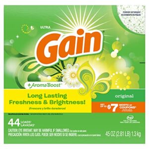 gain powder laundry detergent for regular & he washers, original scent, 45 oz (packaging may vary)