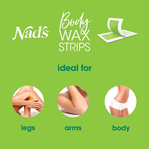 Nad's Body Wax Strips Hair Removal For Women All Skin Types, 20 Waxing Strips + 4 Calming Oil Wipes