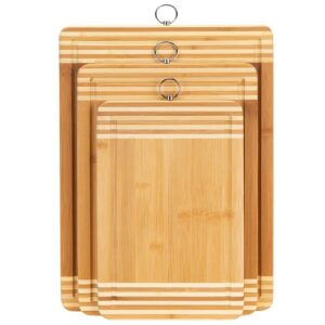 Kitchen Details Bamboo Cutting Board | Extra Large | Dual Sided Surface | Ultra Thick | Cut Resistant | Drip Edge