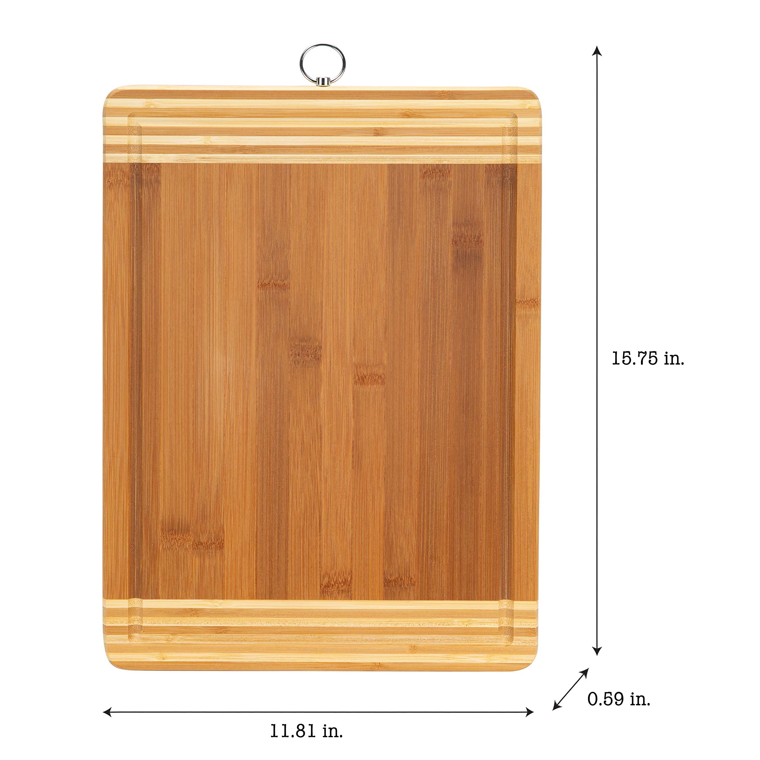 Kitchen Details Bamboo Cutting Board | Extra Large | Dual Sided Surface | Ultra Thick | Cut Resistant | Drip Edge