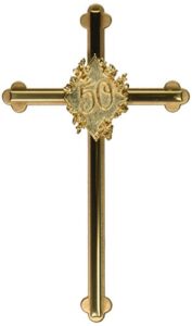 cathedral art wall cross, for parents, grandparents, 8-inches, gold plated, by abbey & ca gift