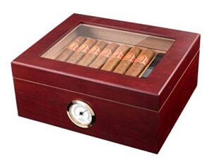 mantello cigars humidor, glass-top cigar humidors, humidor box for 25-50 cigars, with hygrometer & divider, humidors