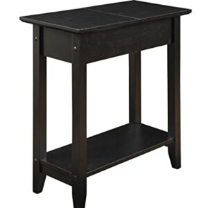 Convenience Concepts American Heritage Flip Top End Table with Shelf, Black