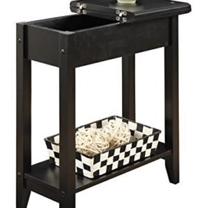 Convenience Concepts American Heritage Flip Top End Table with Shelf, Black