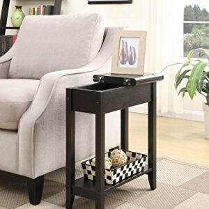 Convenience Concepts American Heritage Flip Top End Table with Shelf, Black